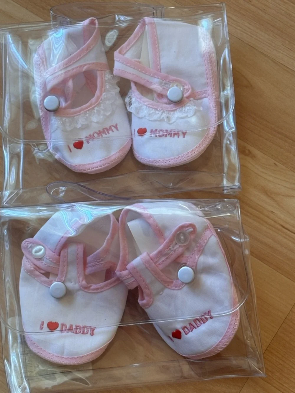 Baby‎ Pink Infant Vintage 80’s Mary Jane Shoes - I Love Mommy / I Love Daddy